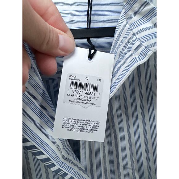 Coach Stripe Shirt Blue White Boho Dress 2 NWT - Picture 3 of 12